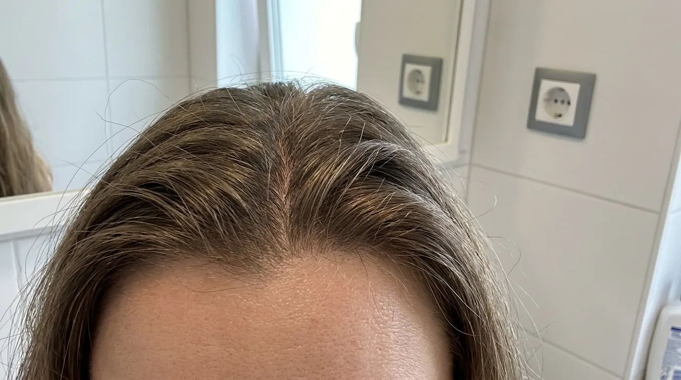 Detailní záběr rukou kadeřnice, která jemně myje dlouhé vlasy klientky v salonu