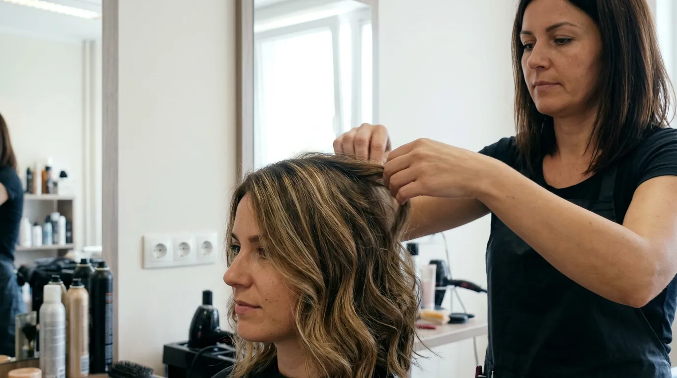 Zralá žena s moderním polodlouhým účesem, který jí omlazuje