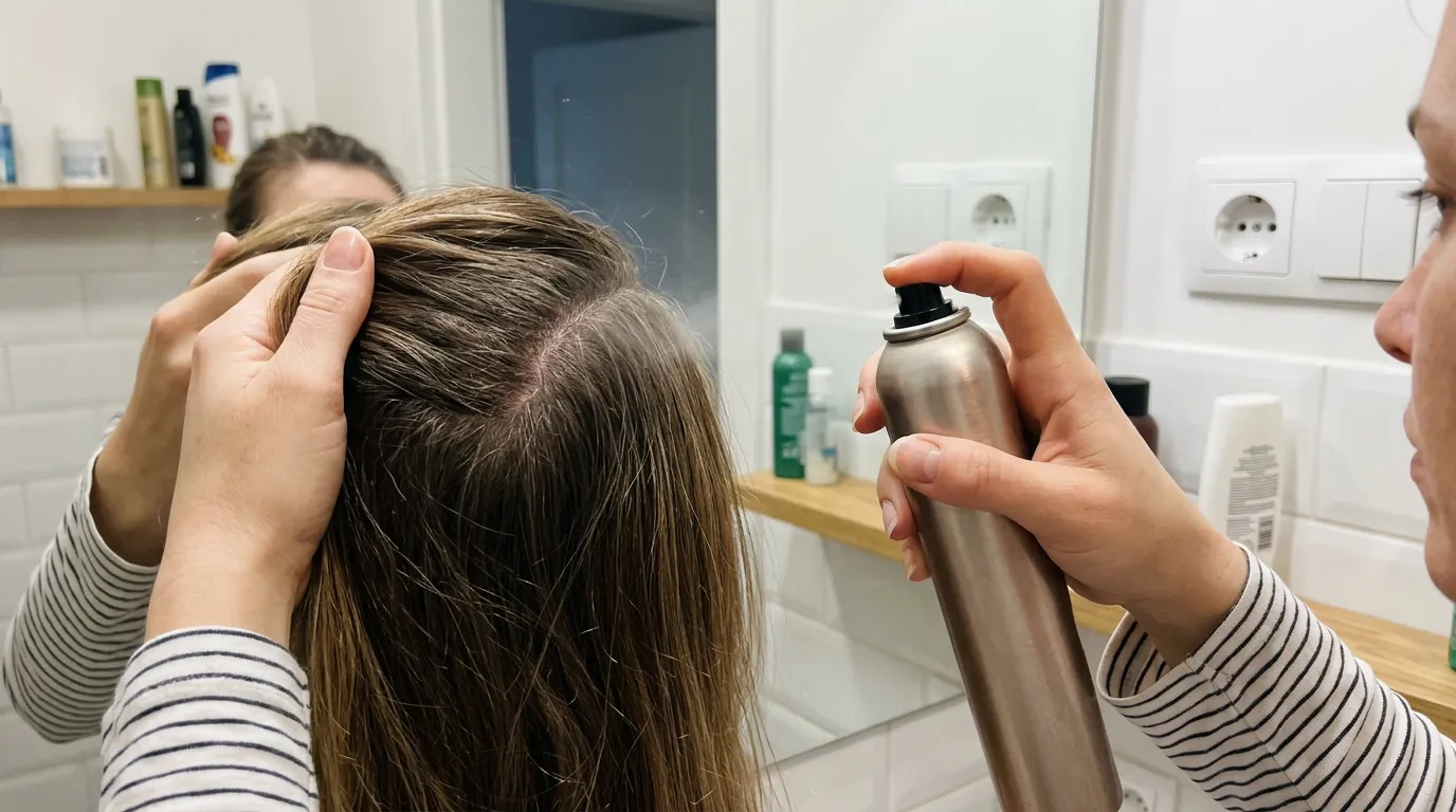 Žena si myje vlasy v kadeřnickém salonu, zaměřeno na pokožku hlavy