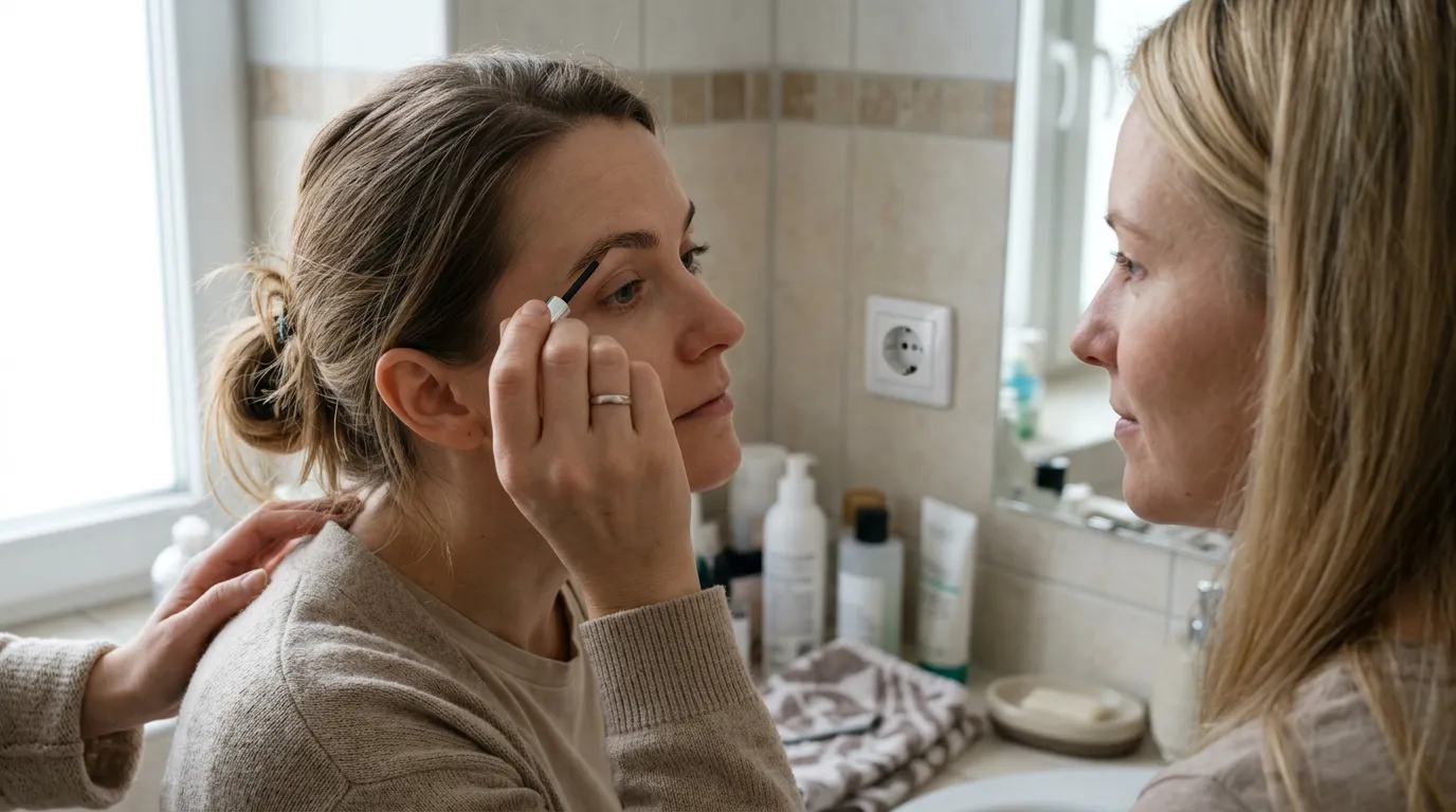 Žena s dokonale upraveným a laminovaným obočím