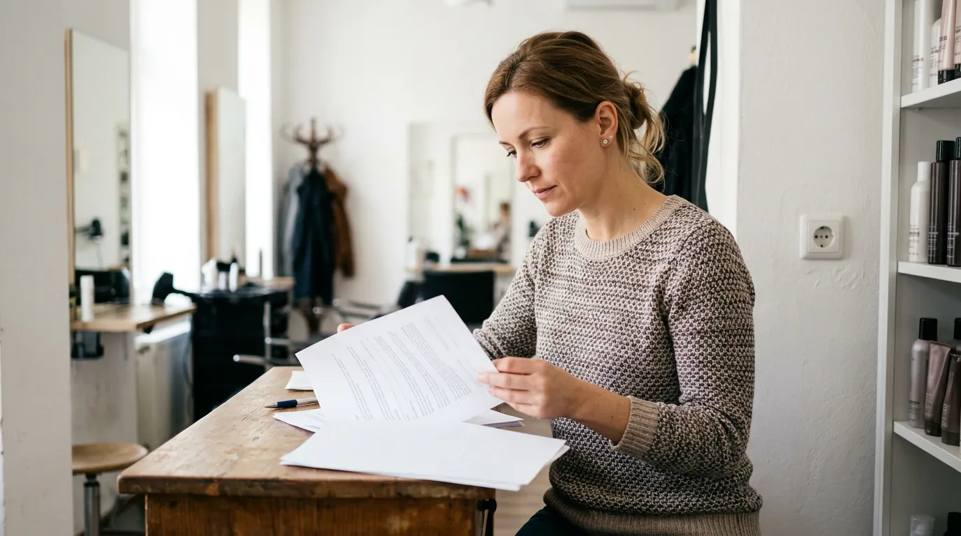 Majitelka salonu diskutuje s kadeřnicí o pronájmu křesla.