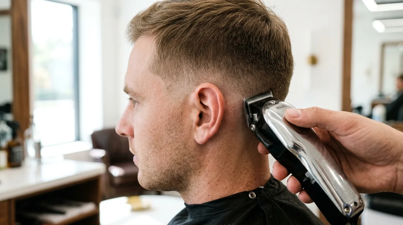 detailní pohled na strojek tvořící přechod za uchem